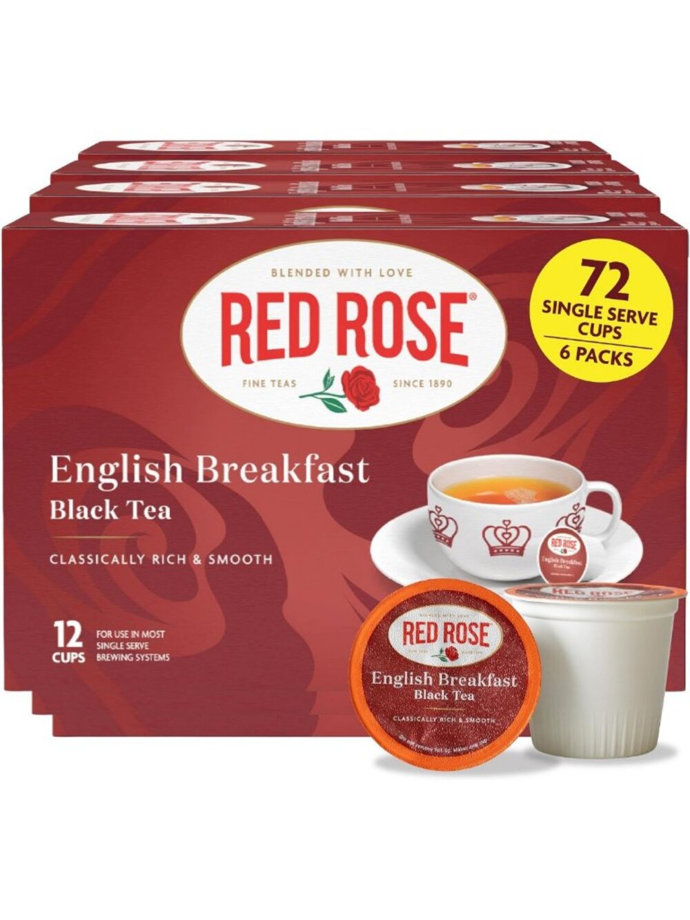 Rich & Smooth English Breakfast Black Tea K-Cups, 12 Count, 6 Pack - Perfect